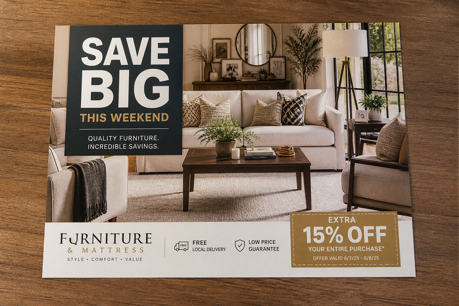 Furniture stores and mattress direct mail campaign example